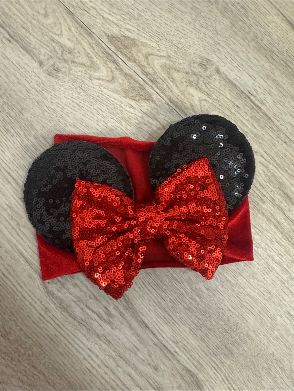 Red Sequin and Velour Mickey Mouse Ear Headband for Baby Girls